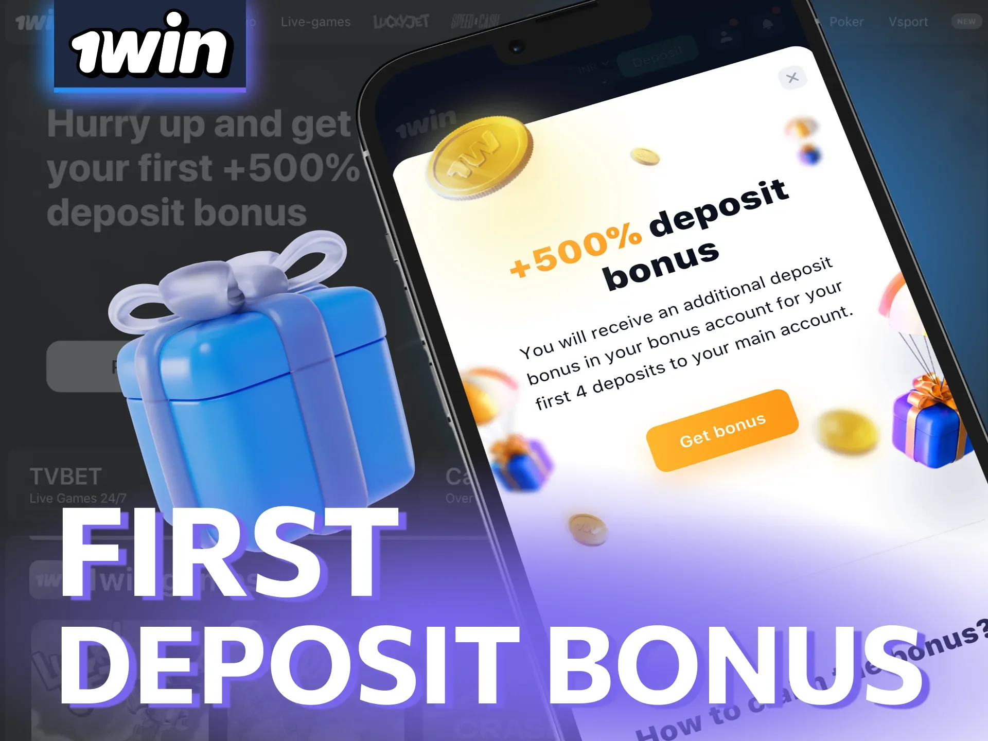 Claim 1win bonus on your first four deposits as a new user.